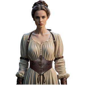 L'VOW Renaissance Leather Corset Belt Viking Leather Cinch Belt Women Halloween Medieval Accessory (Fit Waist 37.0-40.9in, Brown)