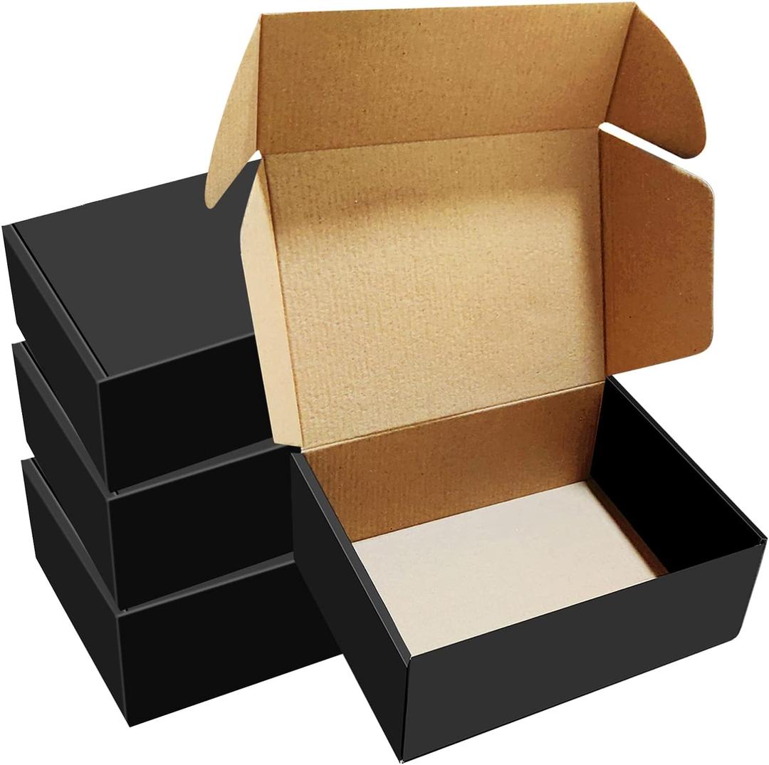 30 Pack 8x6x3 inches Black Shipping Boxes, Corrugated Mailer Boxes, Packaging Boxes for Products, Recyclable Cardboard Box, Flat Literature Mailers for Gifts, Clothings by Mailing