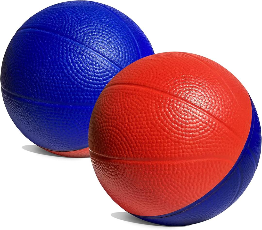 4" Mini Foam Basketball for Indoor Mini Hoop Basketball Games, 2 Pack | Mini Indoor Basketball Hoop Games & Kids Mini Hoops (Blue/Red)