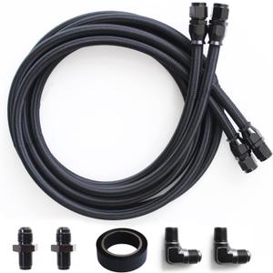 6AN Transmission Cooling Line Hose Compatible with 4L60 700R4 TH350 TH400 7 Ft Long Hose Fitting Nylon Stainless Steel Braided Lines