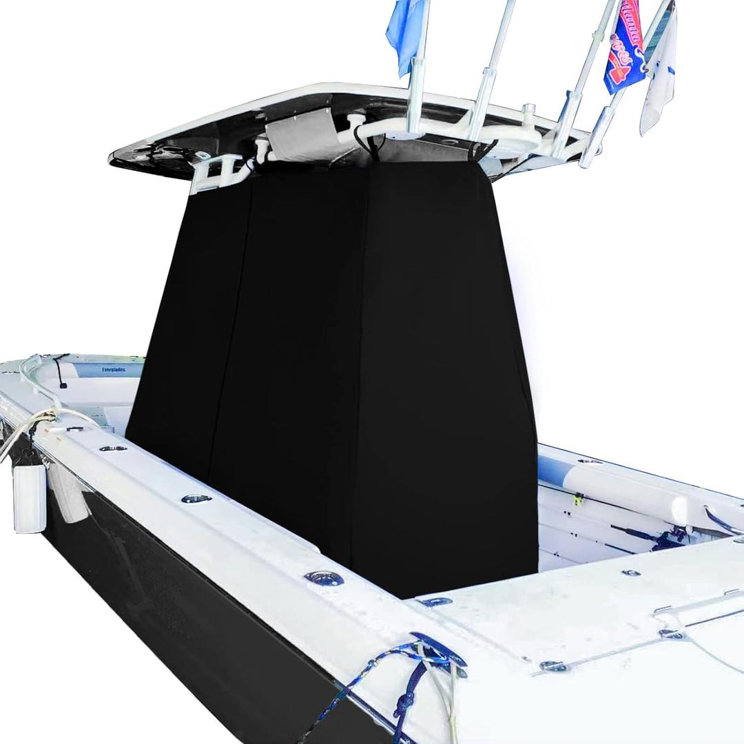 T-Top Center Console Boat Cover, Universal Center Console Protective Cover for Protecting Center Console and Helm Seat, Trailerable (84" L 51" W 71" H)