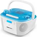 Gelielim Portable CD and Cassette Player Combo - Cassette Tape Player Boombox with AM FM Radio, Boom Box CD Player for Home, AUX/TF/USB/MP3 Player with LCD Display, AC/DC Powered Stereo System, Gift