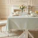 Laolitou Sage Green Spring Tablecloth Rustic Textured Table Cloth Cotton Linen Waterproof Tablecloths Burlap Table Cloths for Kitchen Dining, Party, Holiday, Sage Green Rectangle 55''x120'',10-12 Seats