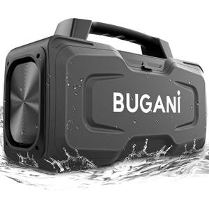 BUGANI Bluetooth Speaker, 80W Powerful Portable Wireless Speakers IPX7 Waterproof Speaker, Outdoor Loud Speakers with Handle 24H Playtime, Support Microphone AUX USB Suitable for Party, Pool, Black