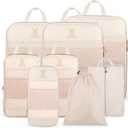 Compression Packing Cubes for Travel, Bunnychill Portable Zipper Packing Cube for Cloting, Expandable Space Saver Storage Luggage Organizer Bags for Suitcases