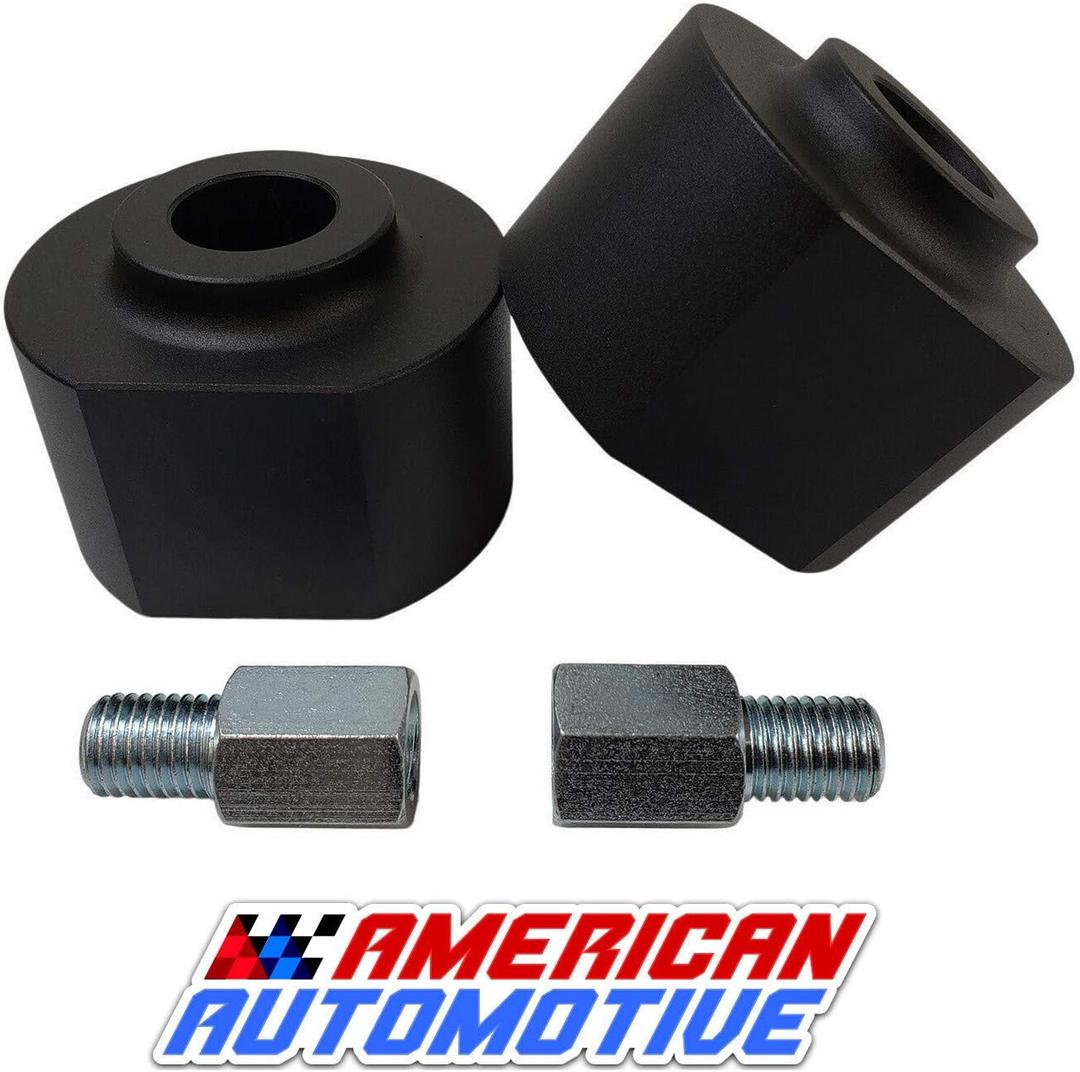 American Automotive Front Leveling Kit for 1999+ F250 F350 Super Duty 3" Front Billet Aluminum Lift Spring Spacers with 3/4" Stud Extenders 2WD