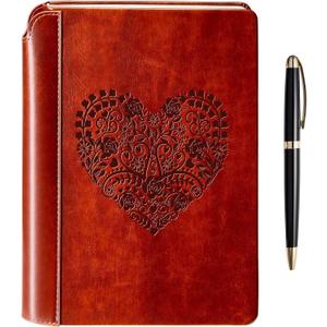 SETTINI Lined Journal - Heart Journal for Writing Gift Set - Hardcover Vegan Leather, Includes Luxury Pen in a Unique Pen Holder, 192 Pages, 6 x 8.5 inches - Mothers Day Gifts