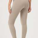 ODODOS 2-Pack Full Length High Waist Workout Leggings with Pockets for Women, 28" Tummy Control Athletic Yoga Pants, Black+Taupe, Large (L)