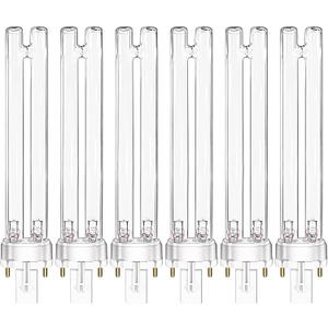 6 Pcs JUP-01 Aquarium Clarifier Bulbs, 9W G23 Base Replacement Light Bulb Compatible with UVE9 CF400 CF500 UVCP-9 Light, for Crystal Clear Water in Fish & Turtle Tanks, Outdoor Ponds
