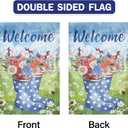 Welcome Garden Flag 12x18 Double sided Patriotic Garden Decoration | Vivid double-sided patriotic garden flag with star rain boots & daisies. Waterproof polyester, 12x18in, fits all poles.