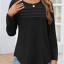 ZESICA Women's Fashion Long Sleeve Shirts 2025 Dressy Casual Blouses Trendy Pleated Tunic Tops (XL)