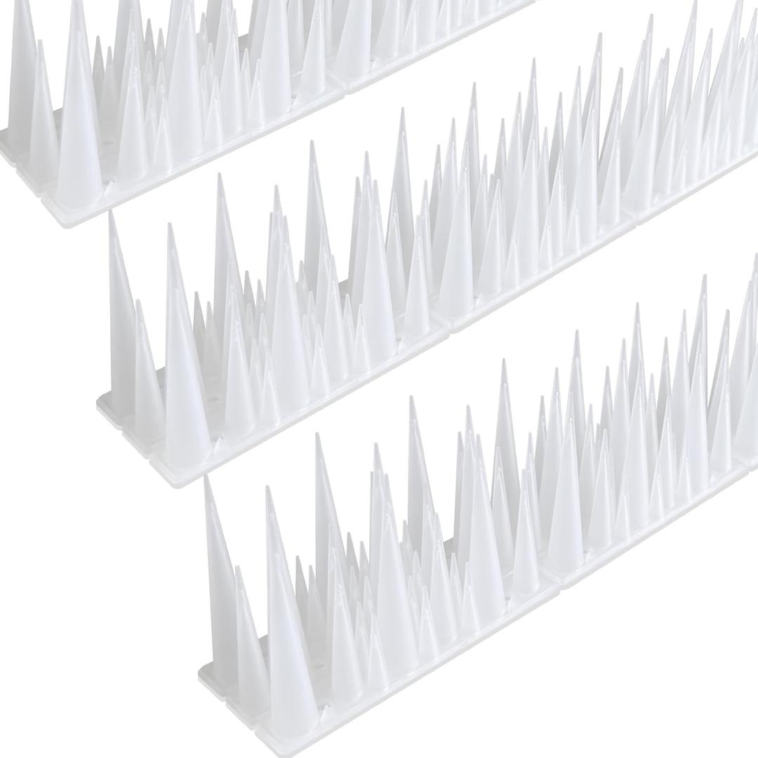 Bird Spikes, 1.2m Tall Bird Deterrent Spikes, 3 Pack Plastic Anti Pigeon Spikes for Outside to Keep Birds Away Fence Spikes,Bird Scare for Woodpecker, Pigeon, Raccoon(Clear)