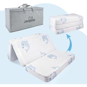 Trifold Pack and Play Mattress,38"x26" Dual Sided Soft & Firm Memory Foam Mattress for Pack N Play with Carry Bag Removeable Cover