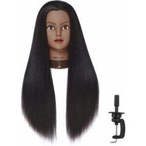 Hairingrid 26"-28" Mannequin Head Hair Styling Training Head Manikin Cosmetology Doll Head Synthetic Fiber Hair and Free Clamp Holder (R71919BY0220) Yaki-Black