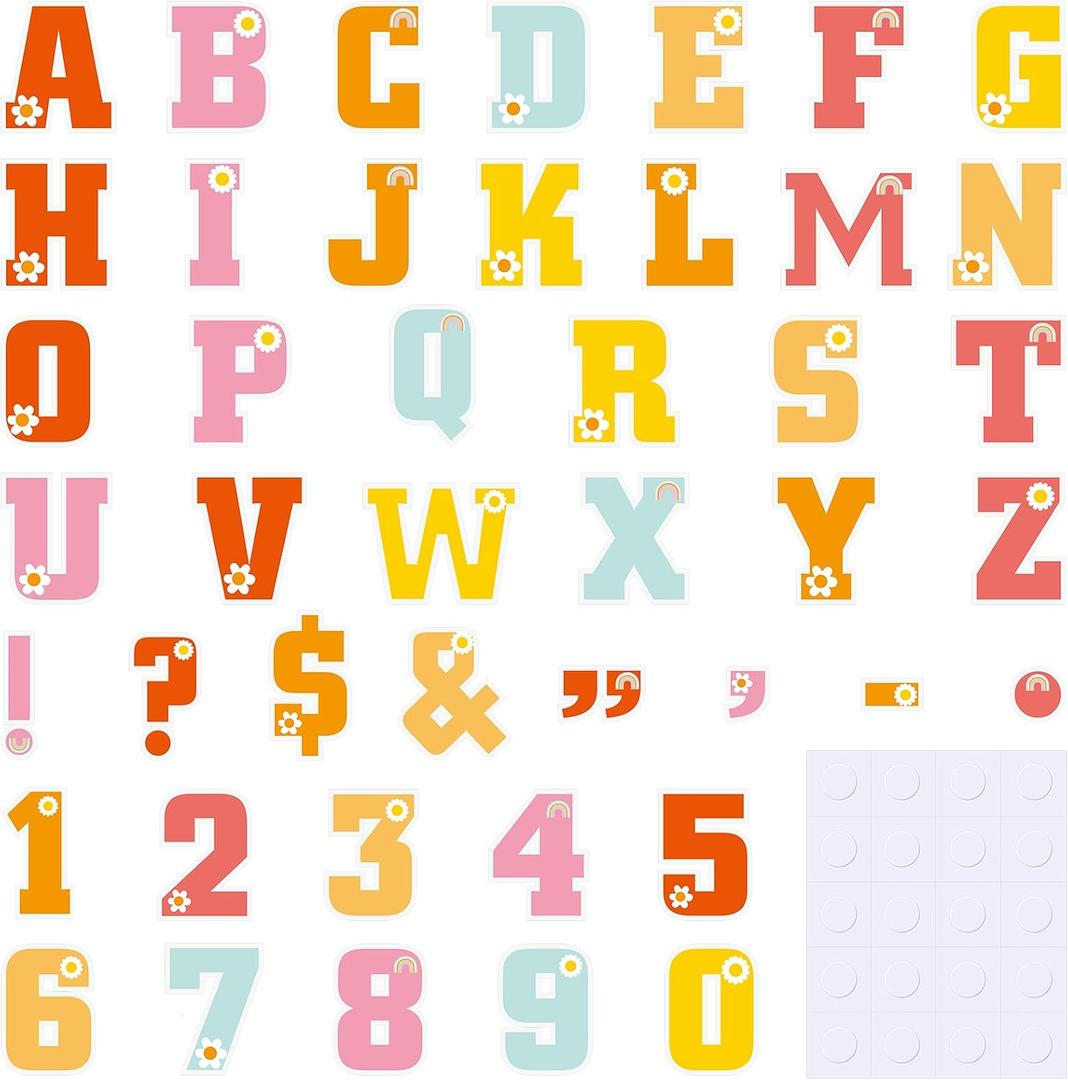 176 Pcs 7" Large Bulletin Board Letters Set, Bright, Retro