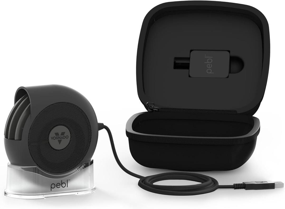 Vornado PEBL PAK Portable Desk Fan with Carry Case, USB Fan, Magnetic Base, Adjustable Airflow, Personal Spot-Cooling, 2 Speed Settings, Included Wall Adapter, Perfect as Home, Office, or Travel Fan Vornado PEBL PAK Portable Desk Fan with Carry Case, USB Fan, Magnetic Base, Adjustable Airflow, Personal Spot-Cooling, 2 Speed Settings, Included Wall Adapter, Perfect as Home, Office, or Travel Fan