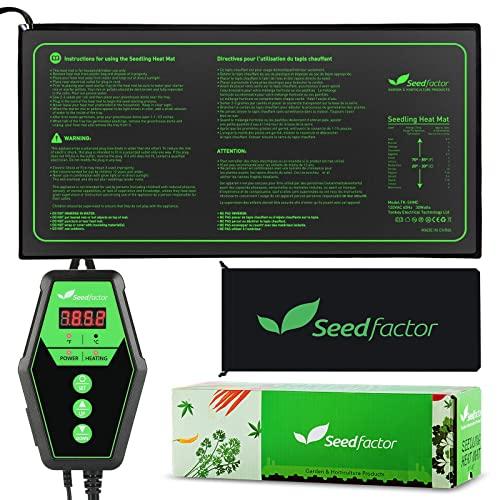 Seedfactor 10" x 20" MET Certified Seedling Heat Mat and Digital Thermostat Combo Set