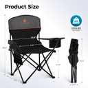 ALPHA CAMP Camping Chairs 350LBS Capacity, Heavy Duty Folding Chair with 4-Can Cooler Bag, Portable Outdoor Chair with Cup Holder for Adults, Collapsible for Tailgating, Beach, Fishing