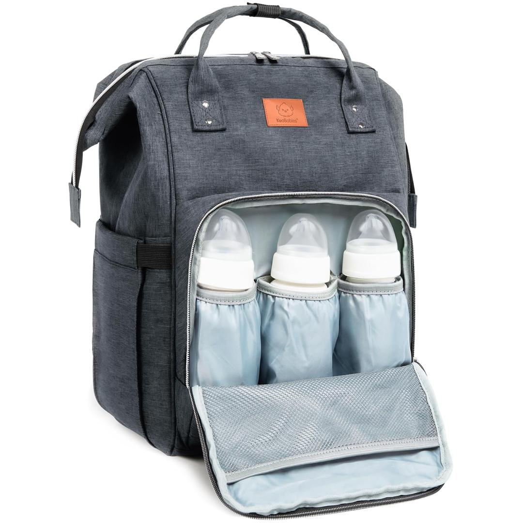 KeaBabies Baby Diaper Bag Backpack - Large Baby Bag for Boys, Girls, Waterproof Multi Function Travel Diaper Backpack with Changing Pad, Durable Travel Essentials for Moms and Dads (Mystic Gray)