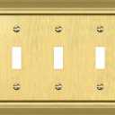 Metal Wall Plate for Electrical Outlets, Decorative Brass Gold Switch Plates Outlet Cover, Light Switch Cover Plate, 3-Gang Wall Plates (Triple Toggle, 1 Pack)