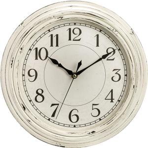 Peohud Silent Wall Clock, 12 Inch Vintage Non Ticking Quartz Battery Operated Round Clock, Rustic Wall Clock for Living Room Kitchen Home Office Classroom School