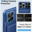 BXYJY for iPhone 16 Pro Max Case Wallet with Screen Protector (Tempered Glass), Slide Camera Cover, Military Grade Drop, Card Holder (4-5 Cards), Heavy Duty Men Women Case for iPhone 16 Pro Max, Blue