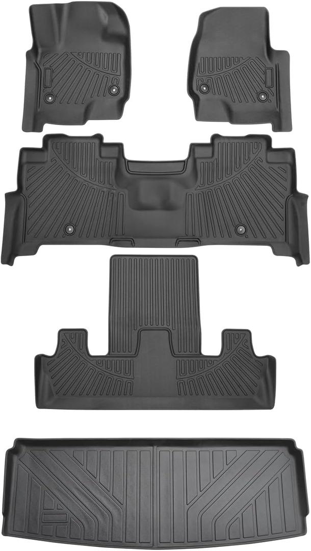 Cartist Floor Mats & Trunk mat Fit for 2018-2024 Ford Expedition 7 Seats with 2nd Bucket Seats (Not for MAX Or L) Ford Expedition Floor mats All Weather Floor Mat Heavy Duty Carpet Protection