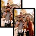 2 Packs 10x12 Picture Frame Black, Engineered Wood 10 x 12 Photo Frame, 10 by 12 Photo Poster Frame for Wall Hanging Set of 2, Black