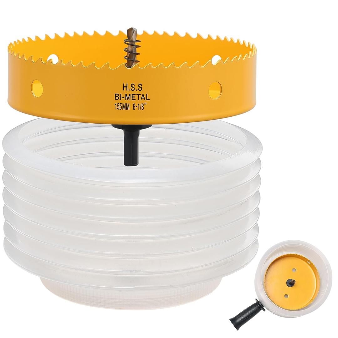 6-1/8 Inch Hole Saw for Recessed Lights, 6-1/8 Hole Saw with Dust Bowl for Recessed Lighting, Bi-Metal Hole Cutter Kit for Wood, Plastic, and Drywall