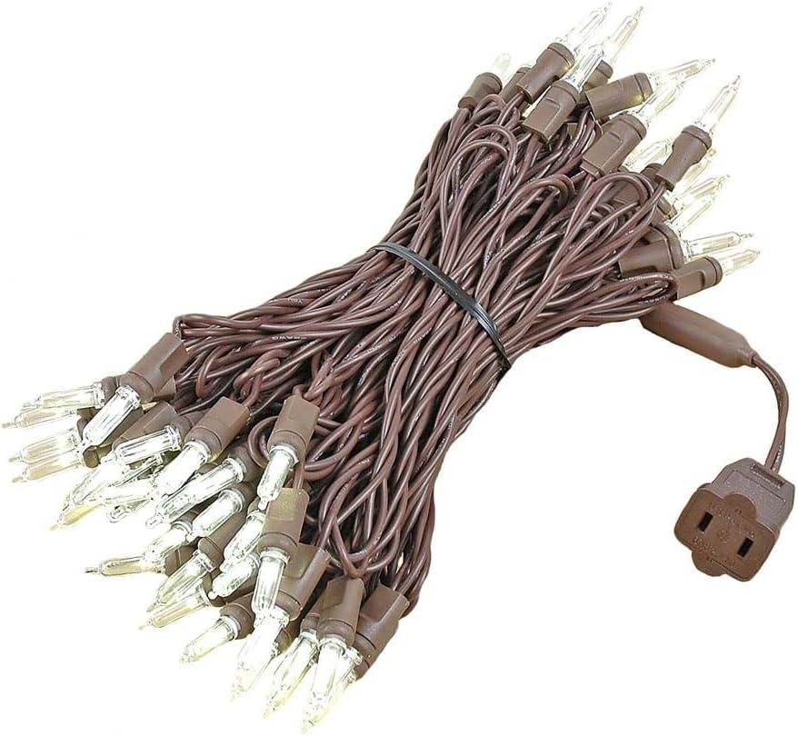 Novelty Lights Vintage Style T5 Warm White LED Christmas Lights, 35 Feet Brown Wire String of 70 Mini Bulbs, UL Listed Indoor/Outdoor Tree Lighting