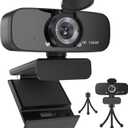 1080P HD Webcam with Microphone for Desktop, USB Computer Camera with Web Cam Cover&Web Camera Stand, 110-degree Wide Angle Streaming Webcam for PC Zoom/Video Calling/Gaming/Conferencing