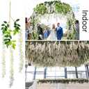 12Pcs Artificial Wisteria Flowers 3.6 Feet/Piece White Dense Artificial Fake Wisteria Vine Ratta Hanging Garland Silk Flowers String Home Party Wedding Decor(White-Dense)
