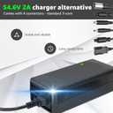 54.6V 2A Fast Charger 7 in 1 Plugs for 48V Lithium Batteries, Universal Power Adapter for 48V-54.6V Lithium Batteries