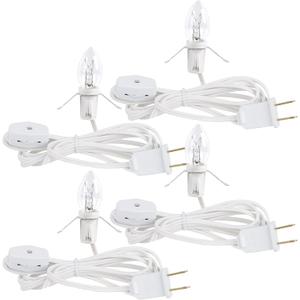 WATERGLIDE 4 Pack Accessory Cord with Clear Bulb, 6 FT UL Listed Replacement Lamp Cord with ON/Off Switch, Perfect for Christmas Village House, Craft Projects, Halloween Holiday Decoration