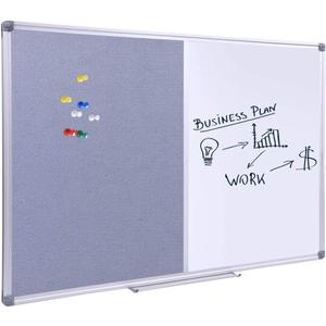 48x36 Large Magnetic Combo Board-Dry Erase Whiteboard & Grey Bulletin Board
