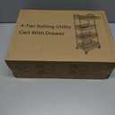 Sywhitta 4-Tier Plastic Rolling Utility Cart with Handle, Multi-Functional Storage Trolley for Office, Living Room, Kitchen, Movable Storage Organizer with Wheels, White