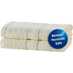 CLOROX Bleach Friendly Towels, Quick Dry, 100% Cotton Hand Towels (16" x 26"), Highly Absorbent Soft Lightweight, Ideal for Everyday Use, Easy to Wash (2 Pack, Ivory)