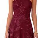 Memoriesea Women's Strapless Floral Mini Dress Mesh Cocktail Party Homecoming Dresses (Red, XL)