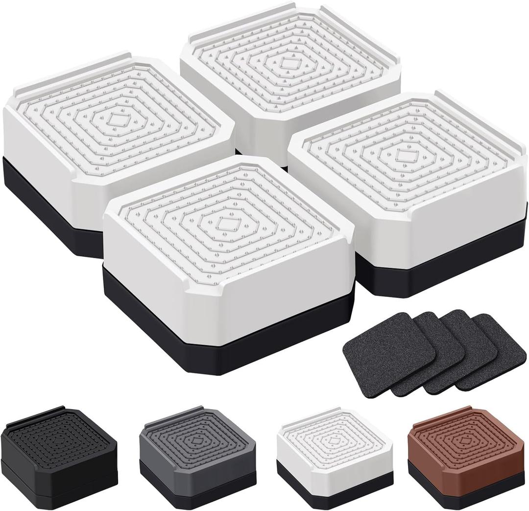 Bed Risers and Furniture Risers, Heavy Duty Adjustable Lifting Blocks for Couches, Desks, and Chairs, Elevates 1.5 Inches, Holds up to 4000 lbs (White)