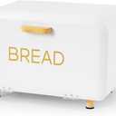 White Bread Box for Kitchen Countertop - Large Capacity Bread Storage Container Farmhouse Bread Box - Stylish Metal Bread Keeper