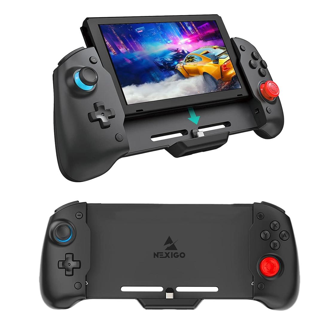 NexiGo Gripcon Switch Controller for Handheld Mode, Ergonomic Controller for Nintendo Switch with 6-Axis Gyro, Dual Motor Vibration, Compatible with All Games of Switch, Not for OLED (Black)