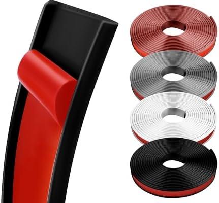 U-Shape Flexible Edge Protector Banding, 0.35" x 20ft Self Adhesive Veneer Edging Trim for Desk, Cabinet, Table, Shelves - Furniture Restoration, Decorative TPE Edge Strip (Black)