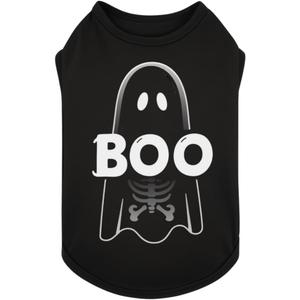Dog Halloween Shirt Funny Dog Halloween Costume for Small Dogs,Cute Print with Skeleton, Vampire, Devil, Pumpkin (Boo Ghost)