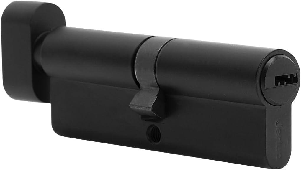 90mm (40/10/40) Oil Rubbed Bronze (Black Color) Replacement Euro Cylinder with 5 Keys (Dimple), Single Open Copper Lock Cylinder, Anti-Rust Corrosion Resistant