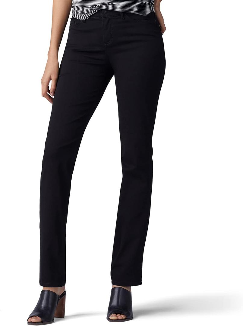 Lee Womens Ultra Lux Comfort with Flex Motion Straight Leg Jean (14, Black)