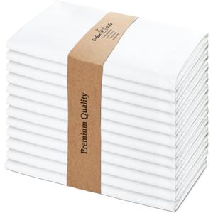 Urban Villa White Cloth Napkins 100% Cotton Dinner Napkins (Set of 12) 20x20 Inches Absorbent Soft Durable Reusable and Washable Napkins - Ideal for Everyday Use Parties Wedding Spring Summer Easter