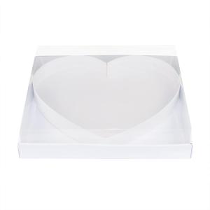 WENPACK 12.5" Cardboard Fillable Heart Shaped Mache Charcuterie Sweets Candy Decorative Box with Clear Lid (White, Heart)