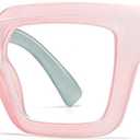 bullabulling Oprah Style Reading Glasses for Women Men, Fashion Square Blue Light Blocking Readers L05 (Pink)