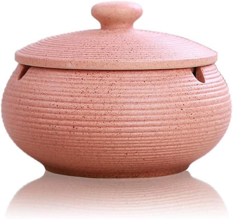 Lependor Ceramic Ashtray with Lids,Windproof,Cigarette Ashtray for Indoor or Outdoor UseAsh Holder for Smokers,Desktop Smoking Ash Tray for Home Office Decoration - Pink