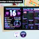 2 x Jumbo 16th Birthday Card for Boys Girls, Neon 16th Birthday Party Decorations for Him Her, Happy 16 Year Old Birthday Gifts for Son Daughter, Double-Sided with Two Stickers